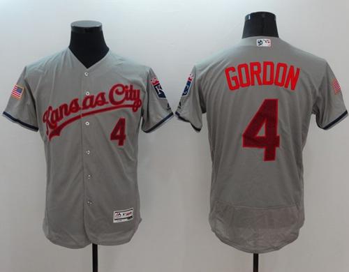 Royals #4 Alex Gordon Grey Fashion Stars & Stripes Flexbase Authentic Stitched MLB Jersey